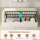 AOGLLATI Polsterbett Schlafsofa 90x200 mit USB-Steckdosen und hydraulischem Stauraum mit LED-Kopfteil & Lattenrost
