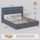 AOGLLATI Polsterbett 160×200 mit Stauraum mit Steckdosen und LED-Beleuchtung 30cm Hydraulischer Stauraum Bettgestell mit Edler Samtstoff