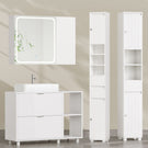 AOGLLATI Waschbeckenunterschrank Bad Unterschrank Waschbecken mit 2 Schubladen Waschtischunterschrank mit 3 offenen Fächern rechts oder Links austauschbar