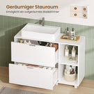 AOGLLATI Waschbeckenunterschrank Bad Unterschrank Waschbecken mit 2 Schubladen Waschtischunterschrank mit 3 offenen Fächern rechts oder Links austauschbar