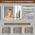 AOGLLATI Spiegelschrank Bad mit Beleuchtung & Steckdose Badezimmerschrank mit HD Spiegel 3 Verstellbaren Regalen Abgerundete Ecken 3 Farbtemperatur dimmbare