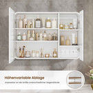 AOGLLATI Spiegelschrank Bad mit Beleuchtung & Steckdose Badezimmerschrank mit HD Spiegel 3 Verstellbaren Regalen Abgerundete Ecken 3 Farbtemperatur dimmbare