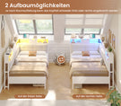 AOGLLATI Bett 90x200 mit 6 Staufächern mit LED-Beleuchtung Polsterbett Schlafsofa mit Steckdosen Gästebett Tagesbett