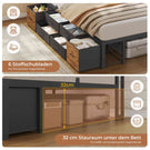 AOGLLATI Schlafsofa 90x200 Jugendbett mit Integriertem Bücherregal & 6 Schubladen Bett mit Stauraum & LED-Beleuchtung
