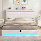 AOGLLATI Polsterbett 160 x 200 mit LED Beleuchtung und Ladestation Bettgestell mit Höhenverstellbares Kopfteil und Stauraum