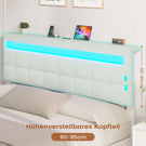 AOGLLATI Polsterbett 160 x 200 mit LED Beleuchtung und Ladestation Bettgestell mit Höhenverstellbares Kopfteil und Stauraum