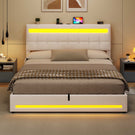 AOGLLATI Polsterbett 160 x 200 mit LED Beleuchtung und Ladestation Bettgestell mit Höhenverstellbares Kopfteil und Stauraum