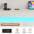 AOGLLATI Polsterbett 160 x 200 mit LED Beleuchtung und Ladestation Bettgestell mit Höhenverstellbares Kopfteil und Stauraum
