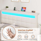 AOGLLATI Polsterbett 160 x 200 mit LED Beleuchtung und Ladestation Bettgestell mit Höhenverstellbares Kopfteil und Stauraum