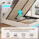 AOGLLATI Polsterbett 160 x 200 mit LED Beleuchtung und Ladestation Bettgestell mit Höhenverstellbares Kopfteil und Stauraum