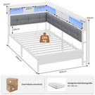 AOGLLATI Bett 90x200 mit 6 Staufächern mit LED-Beleuchtung Polsterbett Schlafsofa mit Steckdosen Gästebett Tagesbett