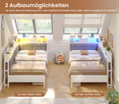 AOGLLATI Bett 90x200 mit 6 Staufächern mit LED-Beleuchtung Polsterbett Schlafsofa mit Steckdosen Gästebett Tagesbett