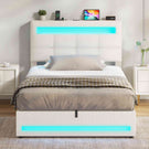 AOGLLATI Polsterbett 90 x 200 mit LED Beleuchtung und Ladestation jugendbett mit Höhenverstellbares Kopfteil und Stauraum