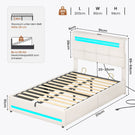 AOGLLATI Polsterbett 90 x 200 mit LED Beleuchtung und Ladestation jugendbett mit Höhenverstellbares Kopfteil und Stauraum