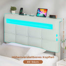 AOGLLATI Polsterbett 90 x 200 mit LED Beleuchtung und Ladestation jugendbett mit Höhenverstellbares Kopfteil und Stauraum