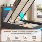 AOGLLATI Polsterbett 90 x 200 mit LED Beleuchtung und Ladestation jugendbett mit Höhenverstellbares Kopfteil und Stauraum