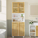 AOGLLATI Badezimmerschrank mit Badschrank mit 3 offenen Fächern und 2 Wäscheboxen herausnehmbarer Wäschesack mit Griffen Badezimmer Hochschrank mit verstellbare Ablage