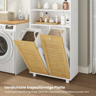 AOGLLATI Badezimmerschrank mit Badschrank mit 3 offenen Fächern und 2 Wäscheboxen herausnehmbarer Wäschesack mit Griffen Badezimmer Hochschrank mit verstellbare Ablage