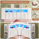AOGLLATI Bett 140x200 mit 4 Schubladen Polsterbett 140x200 mit Steckdosen Doppelbett mit LED-Beleuchtung mit Multifunktionales Kopfteil
