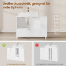 AOGLLATI Waschbeckenunterschrank weiß Badezimmerschrank mit 2 Türen große Schublade offene Fächer an Einer Seite rechts oder Links austauschbar