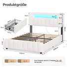 AOGLLATI Bett 140x200 mit 4 Schubladen Polsterbett 140x200 mit Steckdosen Doppelbett mit LED-Beleuchtung mit Multifunktionales Kopfteil