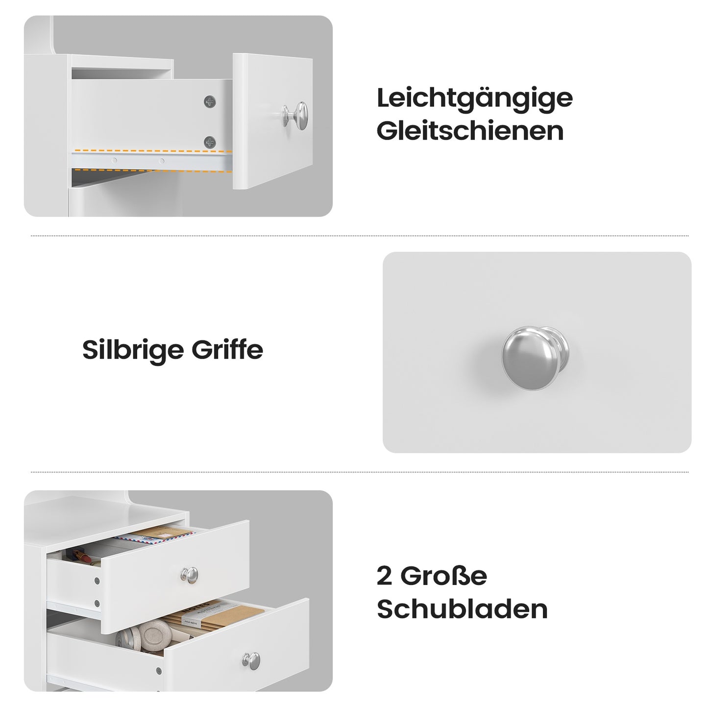 AOGLLATI Nachttisch mit Geheimfach Nachtschrank mit Steckdose und LED-Beleuchtung Beistelltisch mit 2 Schubladen 1 Ausziehrega