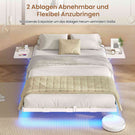 AOGLLATI Bettgestell Bett aus Metall mit LED Beleuchtung und Ladestation Schwebender Bettrahmen mit Aufbewahrungsregalen Metallbett mit Lattenrost