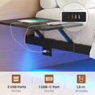 AOGLLATI Bettgestell Bett aus Metall mit LED Beleuchtung und Ladestation Schwebender Bettrahmen mit Aufbewahrungsregalen Metallbett mit Lattenrost