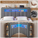 AOGLLATI Polsterbett 140x200 mit Stauraum mit LED-Bleuchtung und Ladestation Doppelbett Bettgestell mit Kopfteil aus Samt