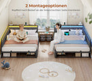 AOGLLATI Polsterbett Schlafsofa mit USB-Steckdosen und LED-Beleuchtung Jugendbett mit 2 Schubladen Bettgestell mit Lattenrost