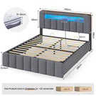 AOGLLATI Polsterbett 140x200 mit Stauraum mit LED-Bleuchtung und Ladestation Doppelbett Bettgestell mit Kopfteil aus Samt
