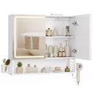 AOGLLATI Spiegelschrank Bad mit LED-Beleuchtung & Steckdose 70x16x60cm Badezimmer spiegelschrank mit Verstellbarer Ablage HD-Spiegel
