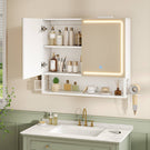 AOGLLATI Spiegelschrank Bad mit LED-Beleuchtung & Steckdose 70x16x60cm Badezimmer spiegelschrank mit Verstellbarer Ablage HD-Spiegel