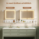 AOGLLATI Spiegelschrank Bad mit LED-Beleuchtung & Steckdose 70x16x60cm Badezimmer spiegelschrank mit Verstellbarer Ablage HD-Spiegel