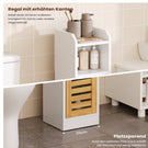 AOGLLATI Badezimmerschrank Toilettenschrank mit 2 offenen Fächern & Verstellbare Ablagen Badschrank schmal mit Bambustür Badregal