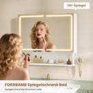 AOGLLATI Spiegelschrank Bad mit LED-Beleuchtung & Steckdose 70x16x60cm Badezimmer spiegelschrank mit Verstellbarer Ablage HD-Spiegel