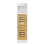 AOGLLATI Badezimmerschrank Toilettenschrank mit 2 offenen Fächern & Verstellbare Ablagen Badschrank schmal mit Bambustür Badregal