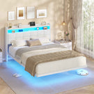 AOGLLATI Polsterbett 140x190 cm mit LED-Beleuchtung und Ladestation Bettgestell mit Kopfteil Bett Schwebebettrahmen