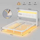 AOGLLATI Polsterbett 140x200 cm Bett mit LED-Beleuchtung und Ladestation Bettgestell mit Kopfteil Doppelbettgestell Schwebebettrahmen