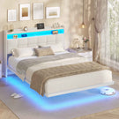 AOGLLATI Polsterbett 140x200 cm Bett mit LED-Beleuchtung und Ladestation Bettgestell mit Kopfteil Doppelbettgestell Schwebebettrahmen