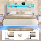 AOGLLATI Polsterbett 140x200 cm Bett mit LED-Beleuchtung und Ladestation Bettgestell mit Kopfteil Doppelbettgestell Schwebebettrahmen