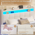 AOGLLATI Polsterbett 140x200 cm Bett mit LED-Beleuchtung und Ladestation Bettgestell mit Kopfteil Doppelbettgestell Schwebebettrahmen