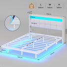 AOGLLATI Polsterbett 140x200 cm Bett mit LED-Beleuchtung und Ladestation Bettgestell mit Kopfteil Doppelbettgestell Schwebebettrahmen