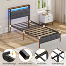 AOGLLATI Polsterbett 90×200 mit Ladestation Bett 90×200 mit LED-Beleuchtung Bettgestell mit Lattenrost