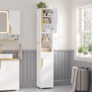 AOGLLATI Badezimmerschrank, Hochschrank Badezimmer mit Schublade verstellbare Ablagen 2 offenen Fächern platzsparender Badschrank Badmöbel