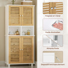 AOGLLATI Badezimmerschrank, Badschrank Hochschrank mit 4 Bambustüren & 3 offenen Fächern Verstellbare Ablagen