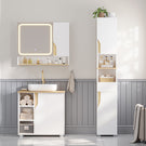 AOGLLATI Badezimmerschrank, Hochschrank Badezimmer mit Schublade verstellbare Ablagen 2 offenen Fächern platzsparender Badschrank Badmöbel