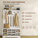AOGLLATI Garderobenständer mit Schuhbank,Garderoben-Set mit 8 Doppelhaken & Offenem Stauraum Flurgarderobe mit Schuhschrank