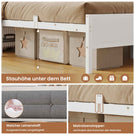 AOGLLATI Polsterbett Schlafsofa 140x200 mit 6 Staufächern mit LED-Beleuchtung Tagesbett mit Steckdosen Gästebett Bettgestell mit Lattenrost aus Metall