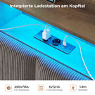 AOGLLATI Hydraulisches Stauraumbett mit LED Beleuchtung und Steckdosen mit Stauraum Kopfteil mit HolzLattenrost & USB-Ladefunktion